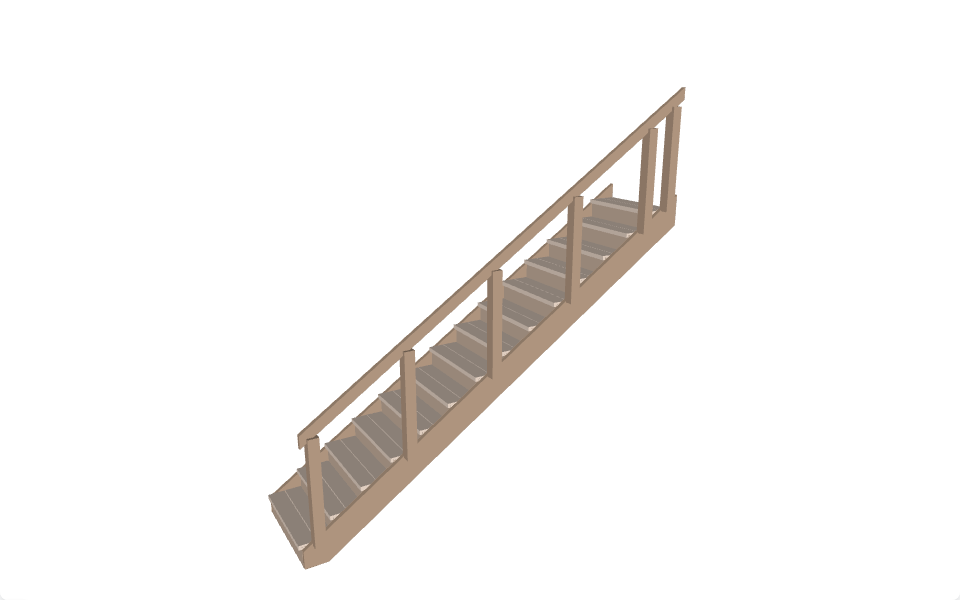 Rendered parametric staircase with handrail, from the live demo